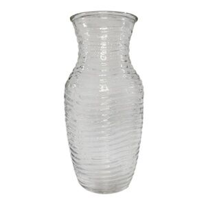 8x3” Ribbed Glass Flower Vase Clear